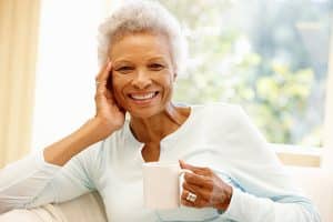 Senior African American woman at home Dentist in Sanger
